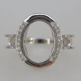Sterling Silver Semi Mount Ring Setting Oval OV 16x12mm Cabochon White - Syzjewelry
